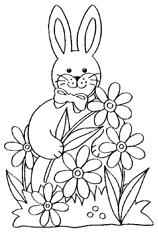 Розмальовки квітами розфарбування заєць з квітами