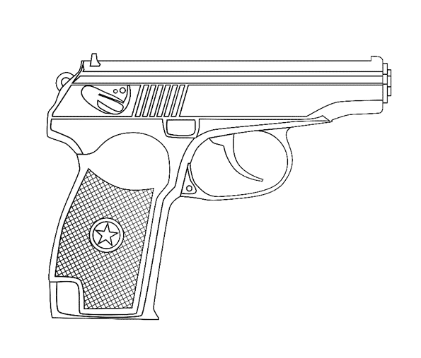 Розмальовки Зброя розфарбування, пістолет, ПМ, зброя