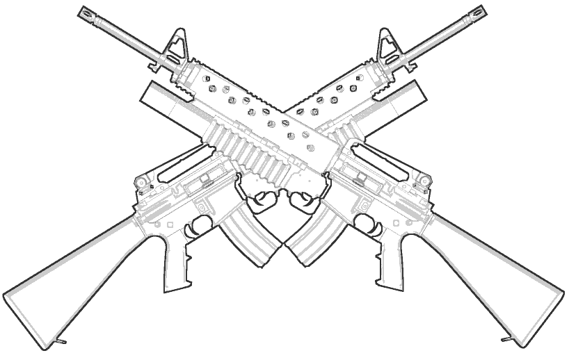 Розмальовки Зброя Розмальовка автомат, М-16, зброя