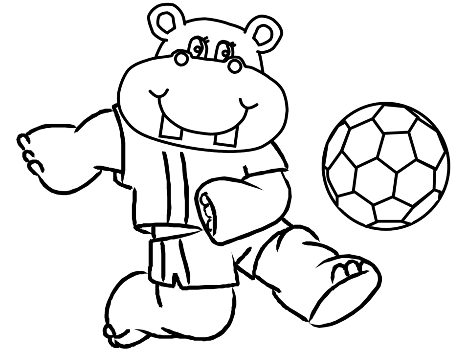 Розмальовки бегемот бегемот грає у футбол