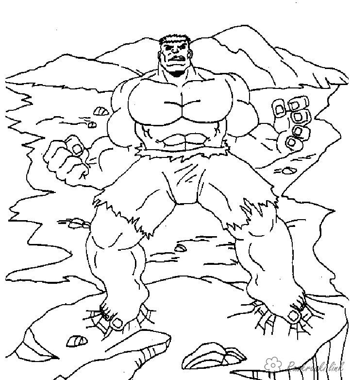 Розмальовки горі халк на горі, супергерої, комікси