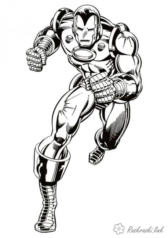 Розмальовки залізна залізна людина, iron man, для хлопчиків, супергерої
