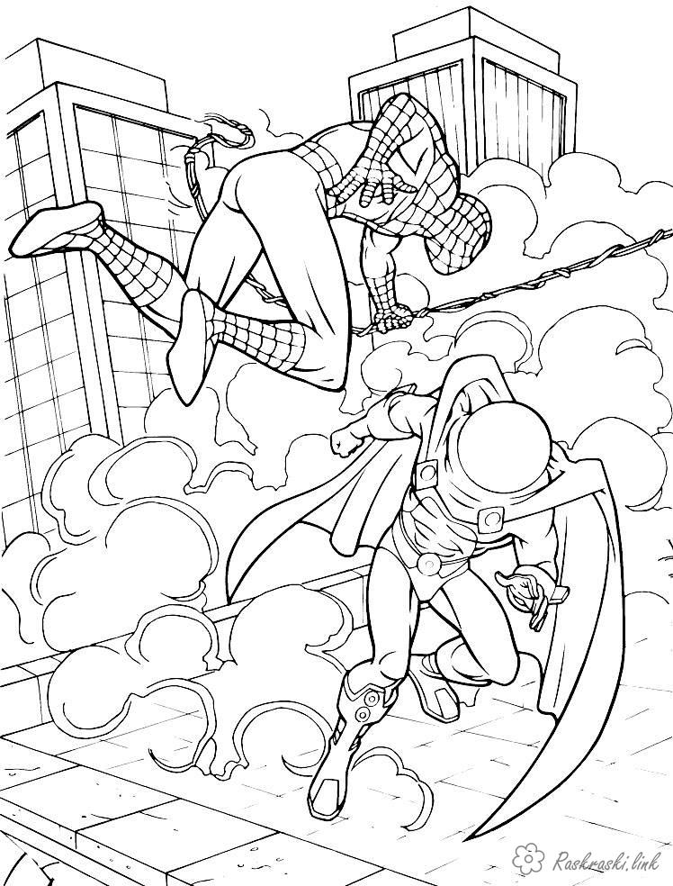 Розмальовки Супергерої розфарбування людина павук, істерії, для хлопчиків