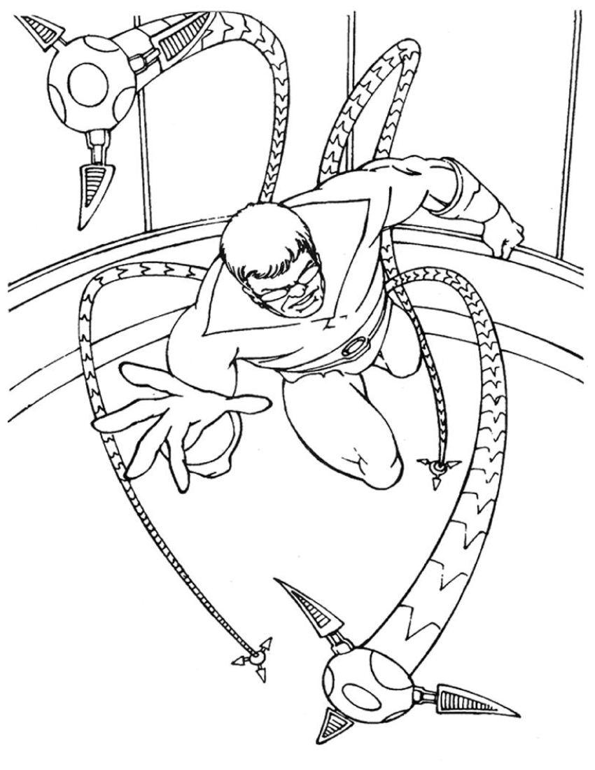 Раскраски Супергерои раскраска для мальчиков доктор осьминог, комиксы