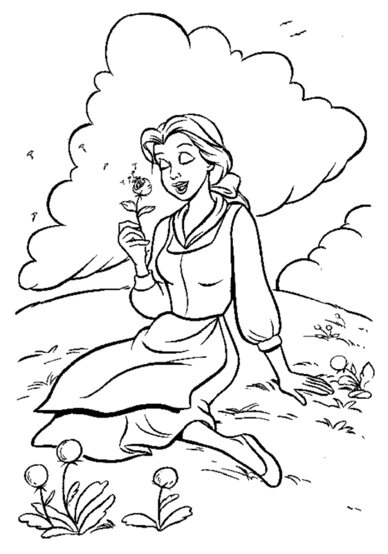 Розмальовки Уолт Дісней попелюшка, квіти, природа, хмари
