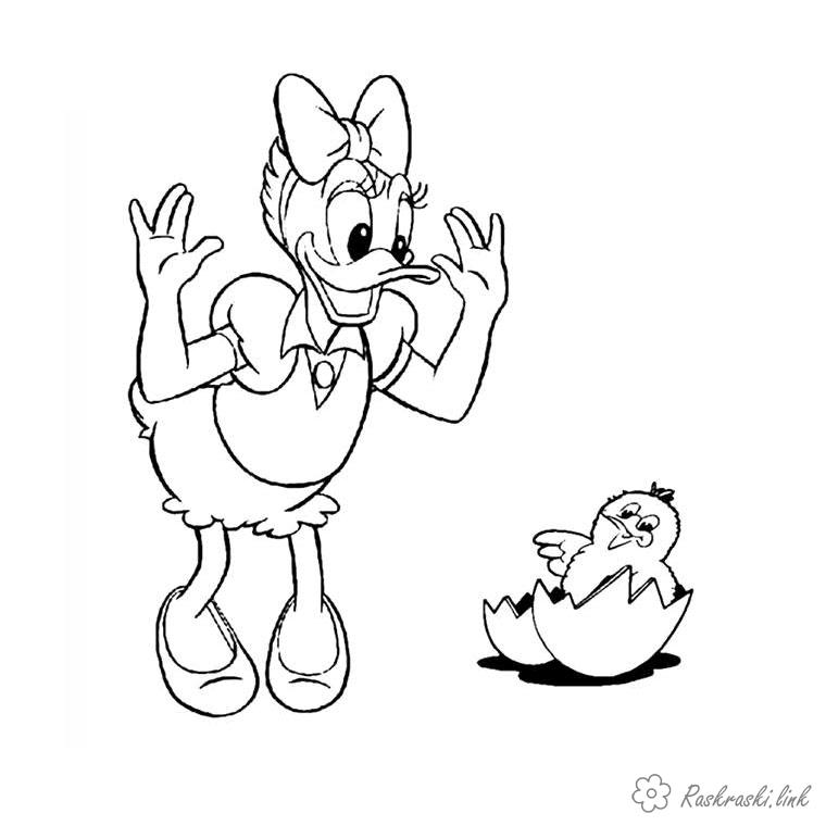Розмальовки дісней Дейзі і курча  