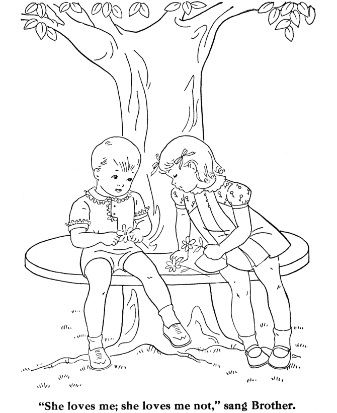 Розмальовки дітей Діти біля дерева