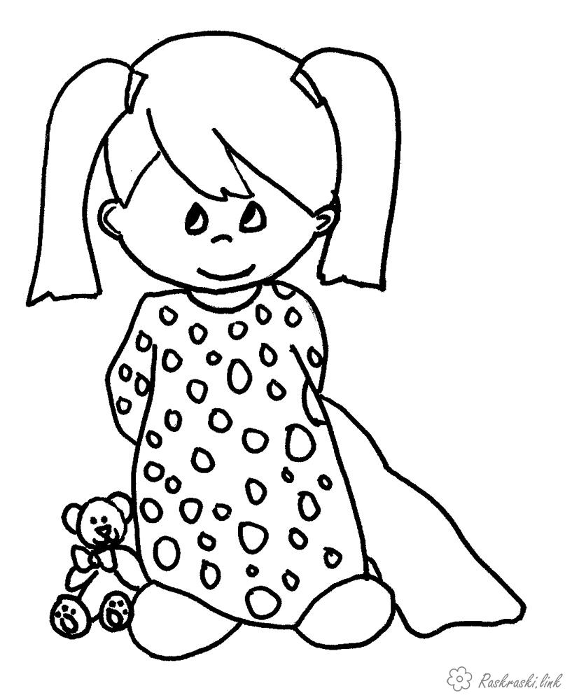 Розмальовки захисту Свято 1 червня День захисту дітей дівчинка ковдру іграшка