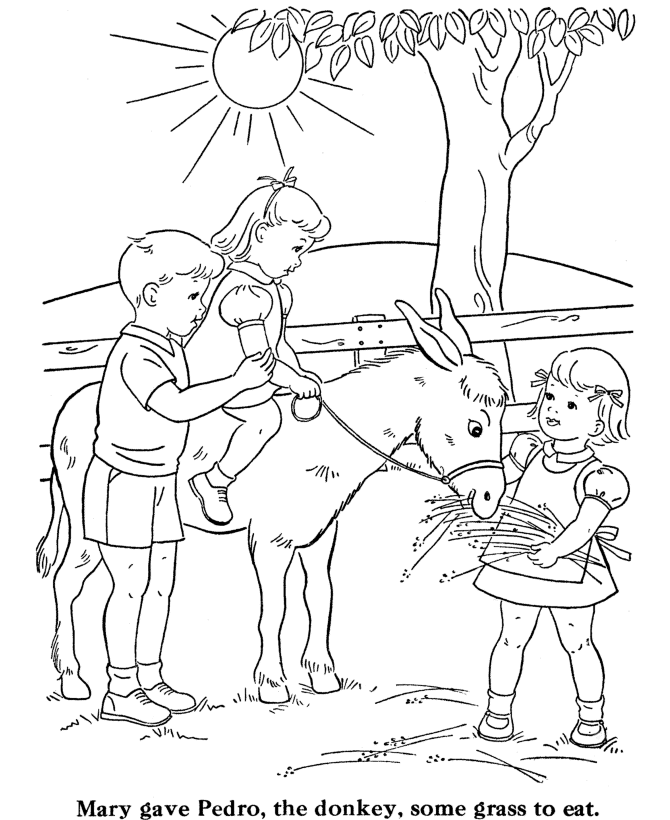 Розмальовки діти Свято 1 червня День захисту дітей діти ослик сад тварина