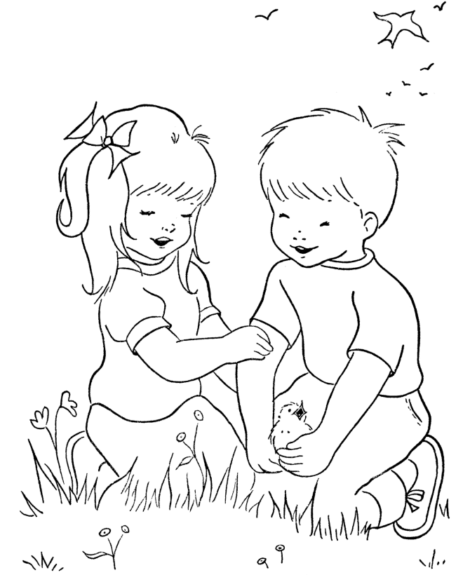 Розмальовки дівчинка Свято 1 червня День захисту дітей діти хлопчик дівчинка пташеня