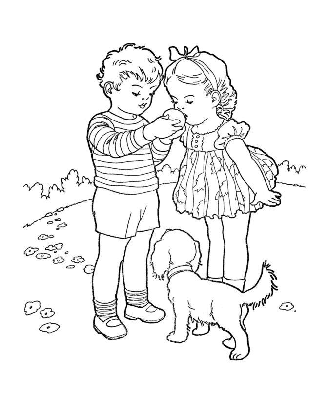 Розмальовки хлопчик Свято 1 червня День захисту дітей діти дівчинка хлопчик яблуко собака