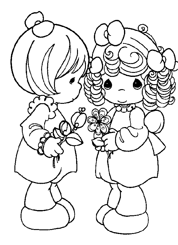 Розмальовки дітей Дівчатка і квіти
