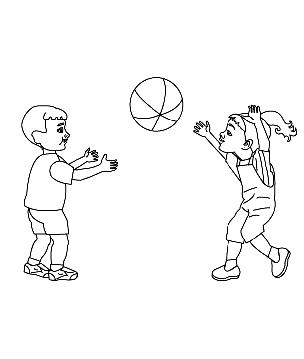 Розмальовки захисту Діти і м'яч