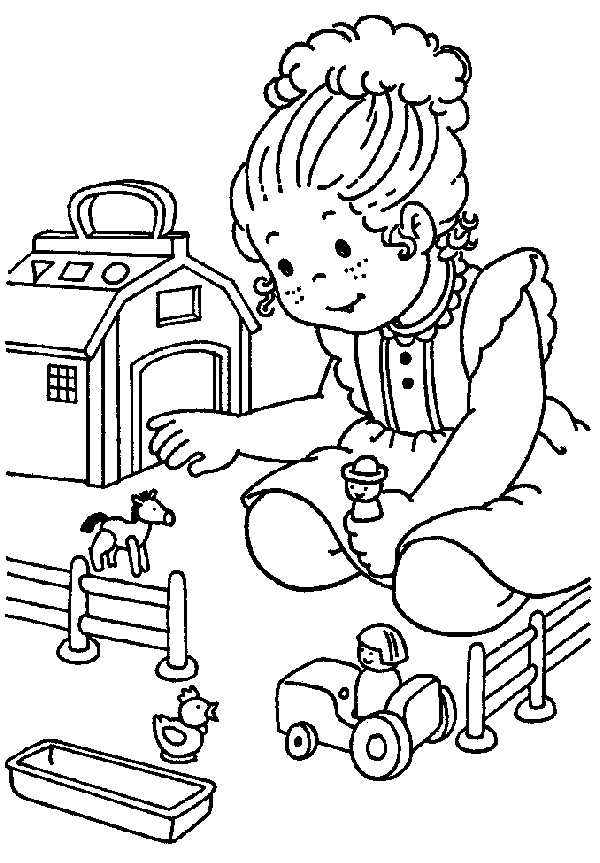 Розмальовки дітей Дівчинка грає