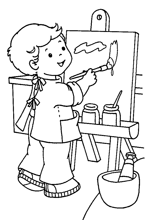 Розмальовки дітей Свято 1 червня День захисту дітей хлопчик малювати кисті фарби художник