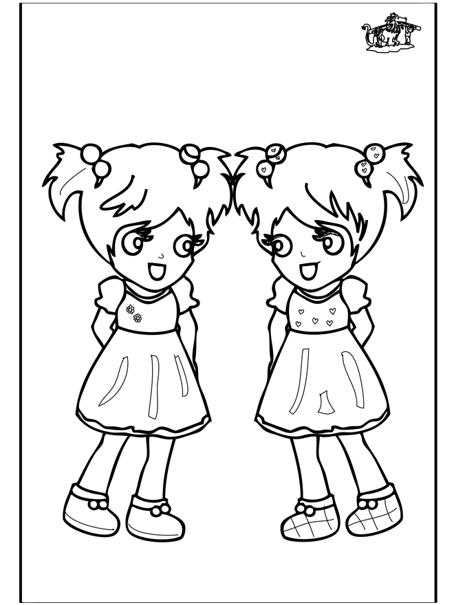 Розмальовки близнюки Дівчатка близнюки