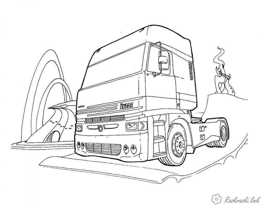 Розмальовки Машини Шкода вантажівка