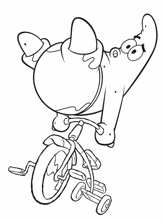 Розмальовки Губка Боб Патрік на велосипеді, розмальовки