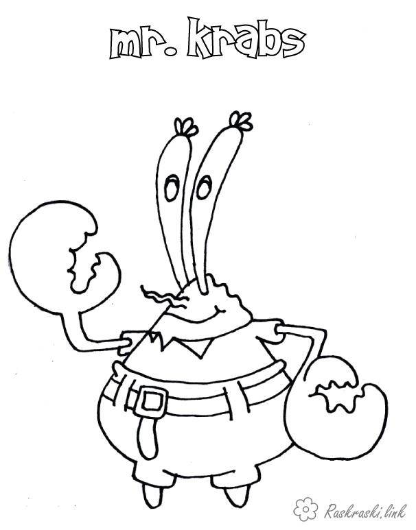 Розмальовки Губка Боб Містер Крабс розмальовки для дітей