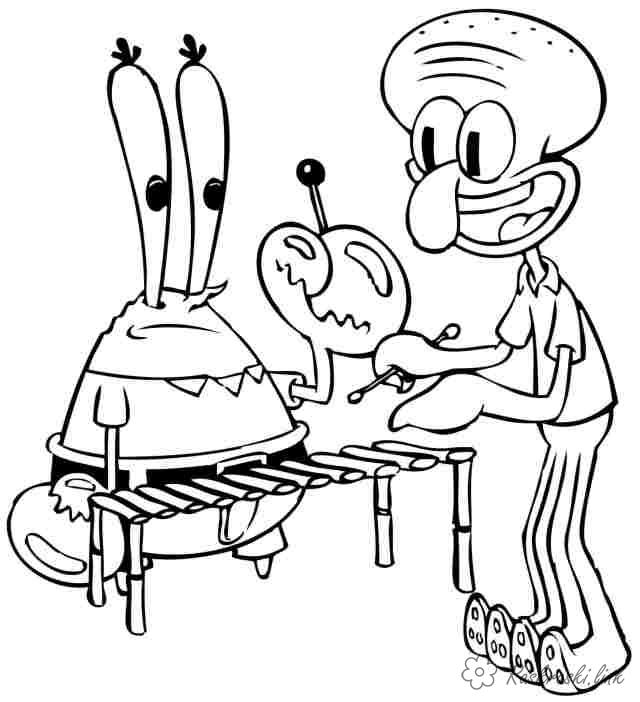 Розмальовки Губка Боб Розмальовки для дітей, Містер Крабс, Сквідворд