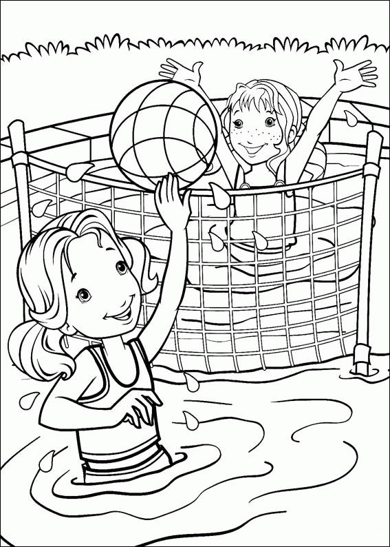 Розмальовки Волейбол волейбол, дівчатка, сітка, м'яч