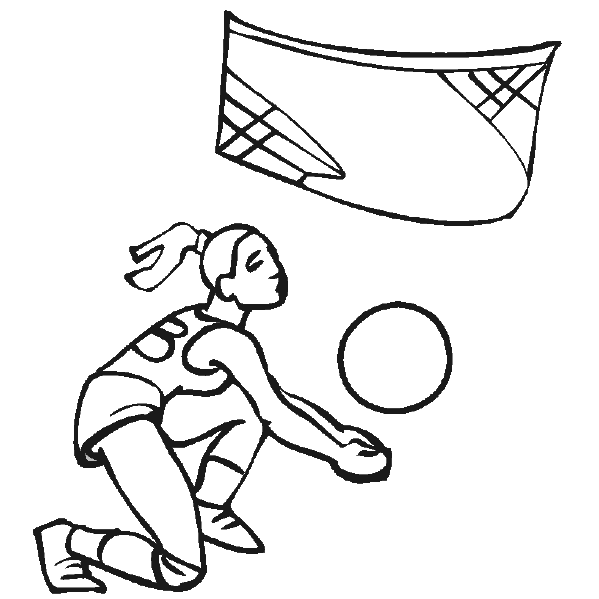 Розмальовки Волейбол волейбол, сітка, м'яч, дівчина