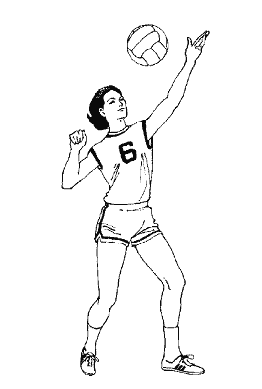Розмальовки Волейбол дівчина, падача м'яча, волейбол