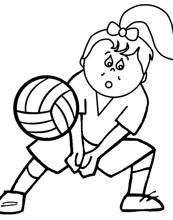 Розмальовки маленька волейбол, гра, дівчинка, м'яч