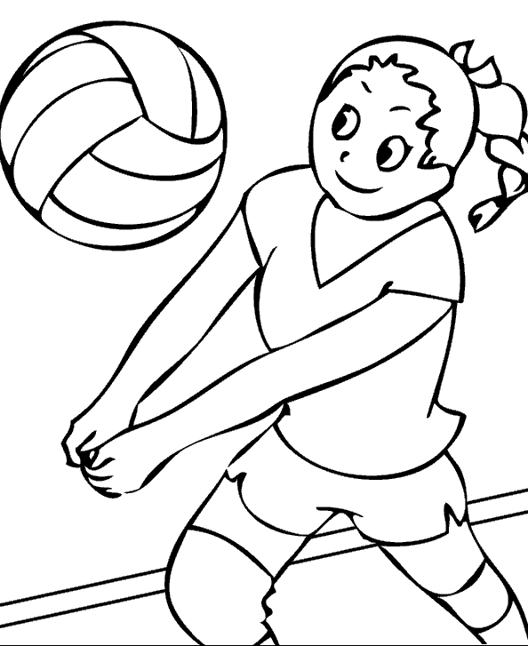 Розмальовки дівчинка подача, девчока, волейбол, гра, розмальовки