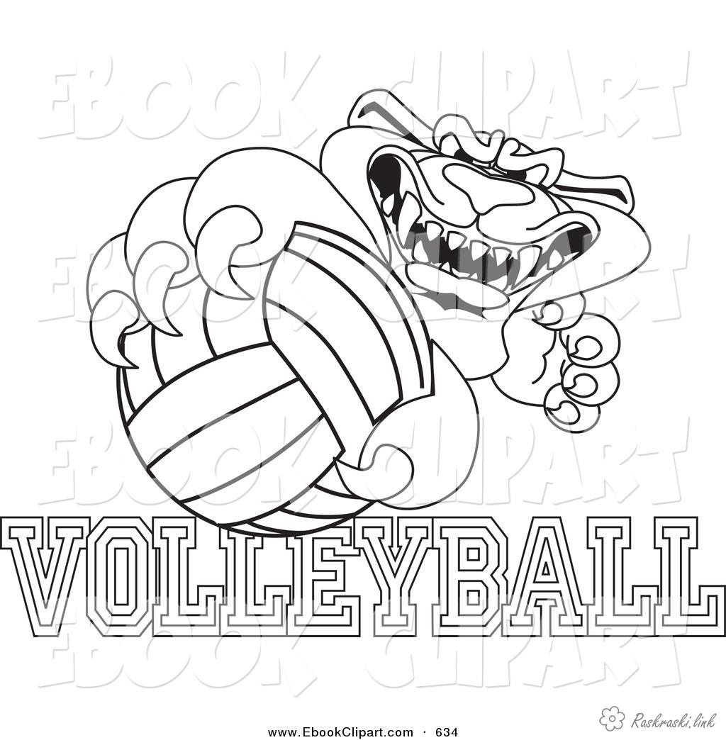 Раскраски Волейбол волейбол, спорт, мяч, тигр, эмблема