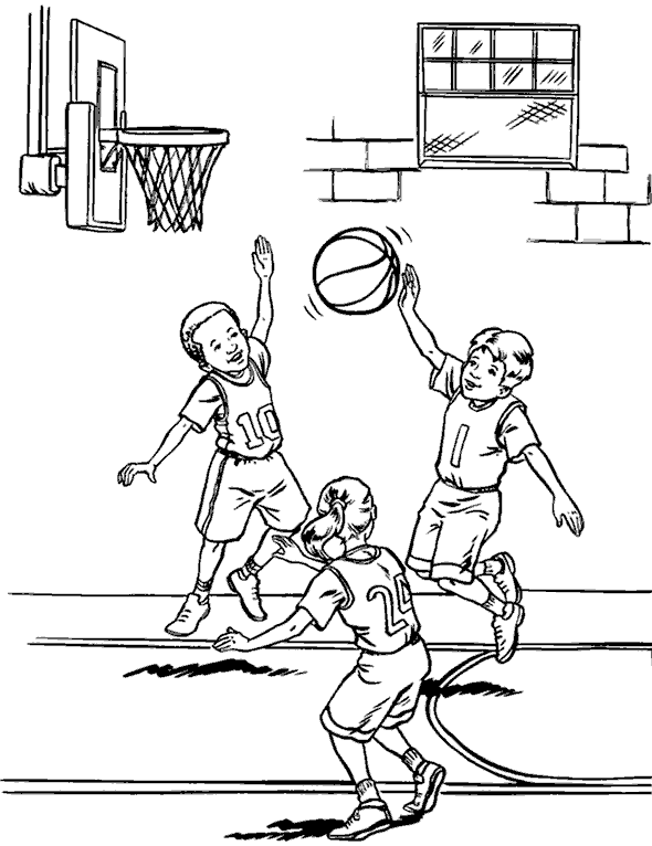 Розмальовки Баскетбол баскетбол, гра, м'яч, кільце, спортзал