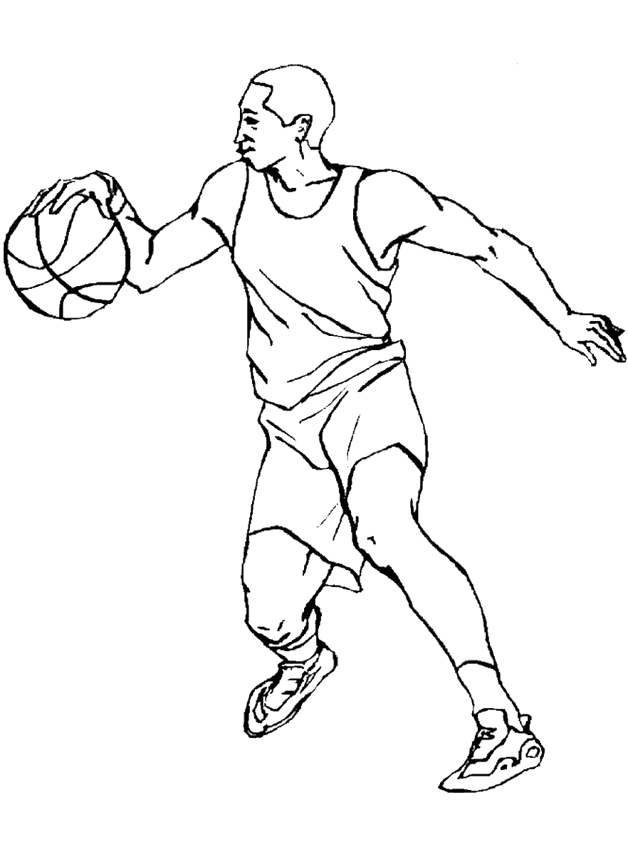 Раскраски Баскетбол игрок, баскетбол, мяч