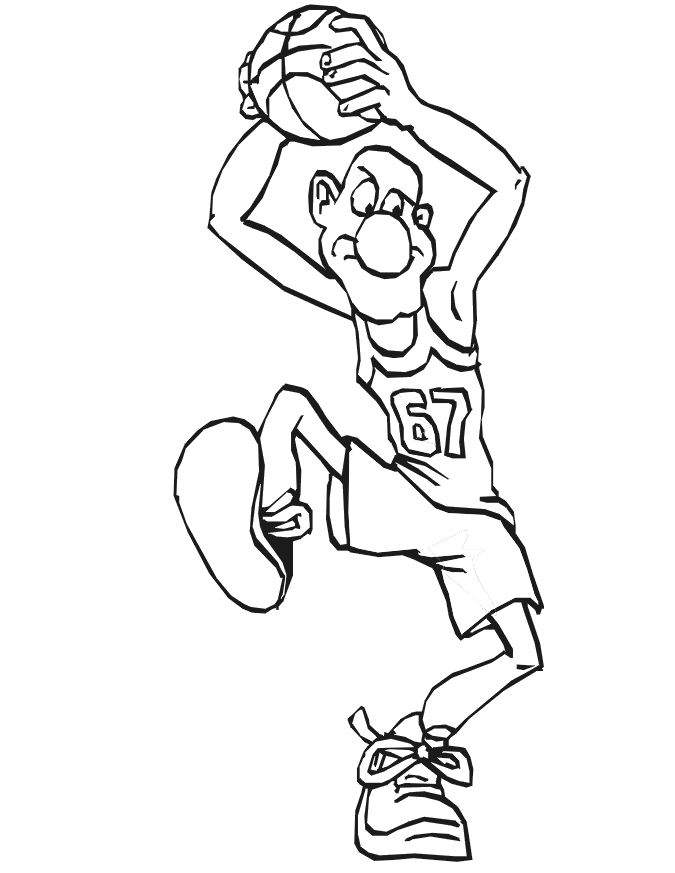 Розмальовки Баскетбол м'яч, гравець, майка, сопрт, баскетбол