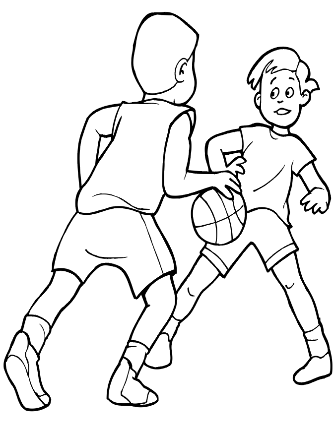 Розмальовки Баскетбол волейбол, спорт, гра, хлопчики, м'ячик