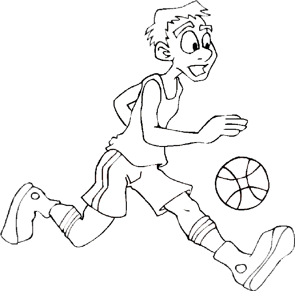 Розмальовки Баскетбол біжить, набиває, баскетбол, гра, м'яч