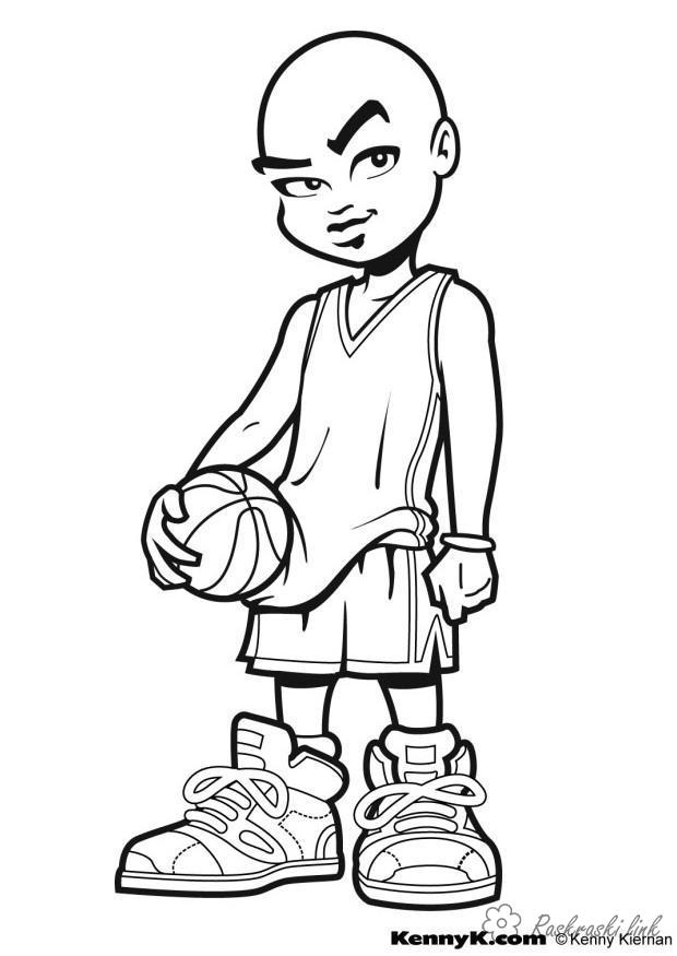 Розмальовки Баскетбол баскетбол, пацан, спорт, м'яч