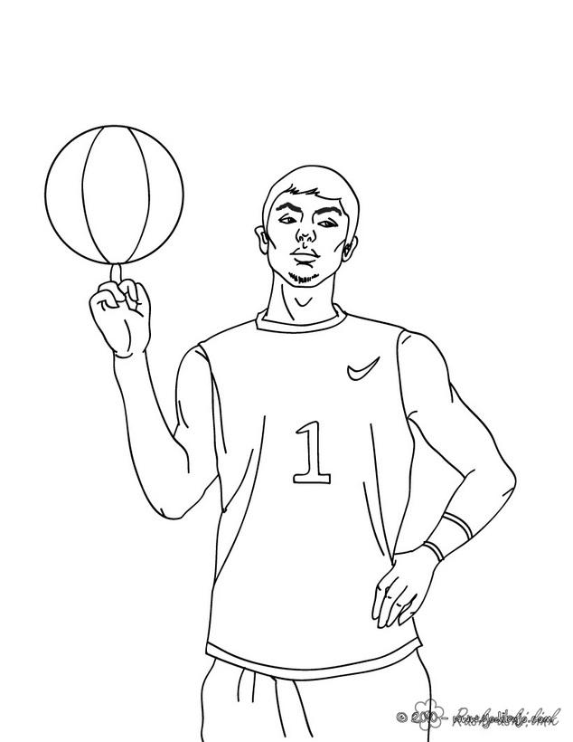 Розмальовки гравець гравець, м'яч, баскетбол