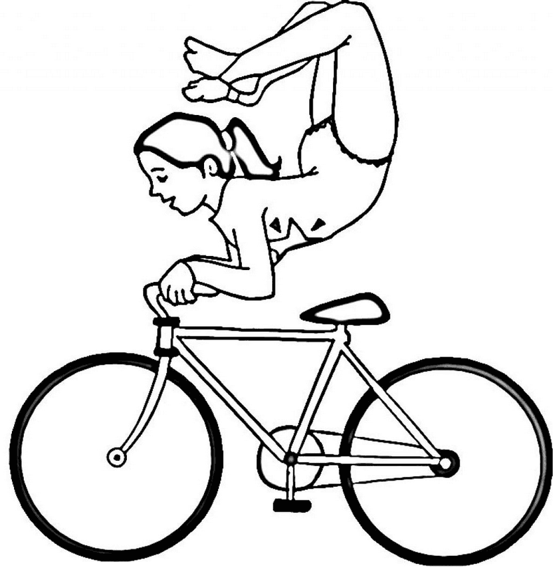 Розмальовки дівчина гімнастка на велосипеді
