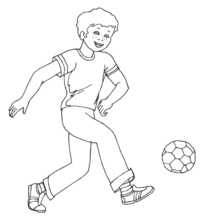 Розмальовки Футбол футбол, хлопчик, грає, спорт