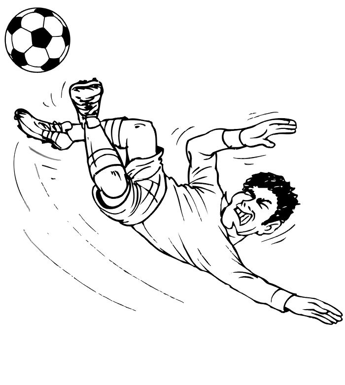 Розмальовки спорт падіння, м'яч, чоловік, футболіст