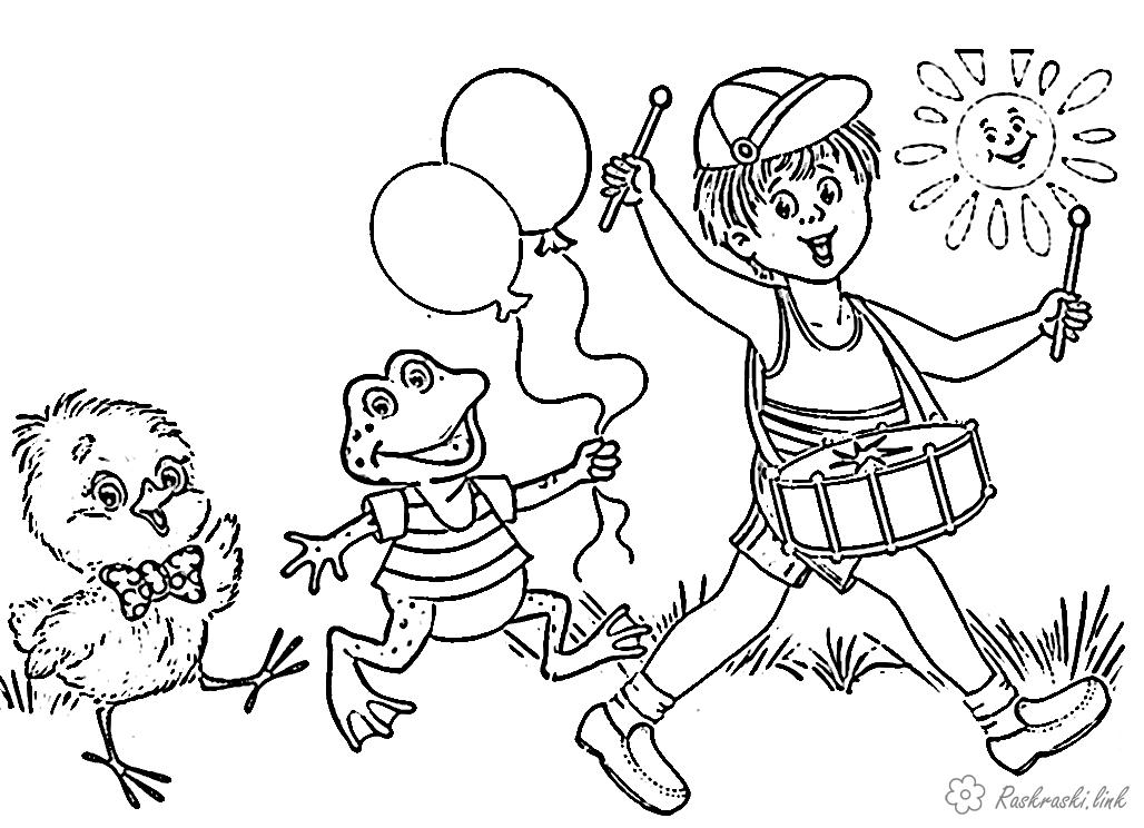 Розмальовки 1 червня день захисту дітей Свято 1 червня День захисту дітей діти хлопчик гра жаба