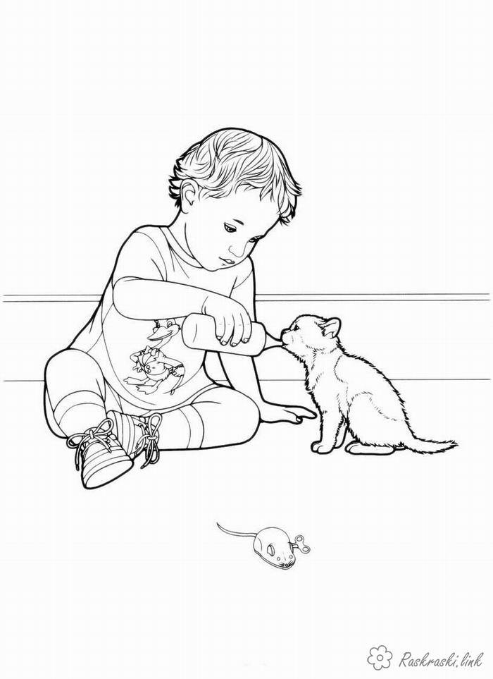 Розмальовки 1 червня день захисту дітей Свято 1 червня День захисту дітей діти кіт хлопчик