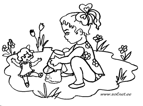 Розмальовки дітей Свято 1 червня День захисту дітей дівчинка лялька гра