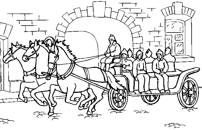 Розмальовки Європа Подорожі Европа країна середньовіччі візок селяни