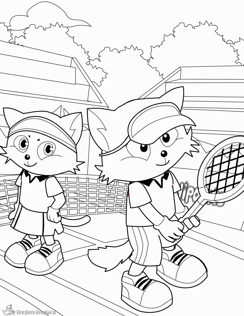 Розмальовки Теніс теніс, розмальовки, кішки