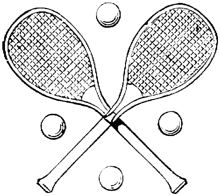 Розмальовки Теніс ракетки, м'ячі, теніс