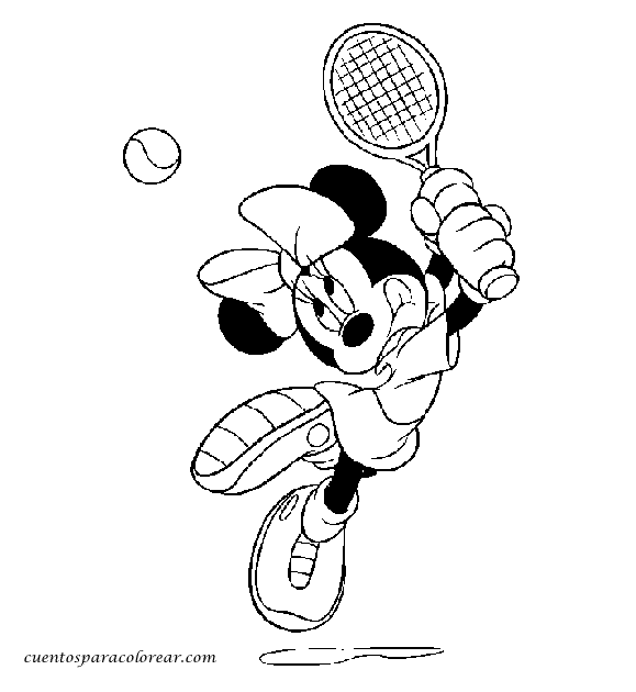 Раскраски Теннис мики маус, теннис, ракетка спорт