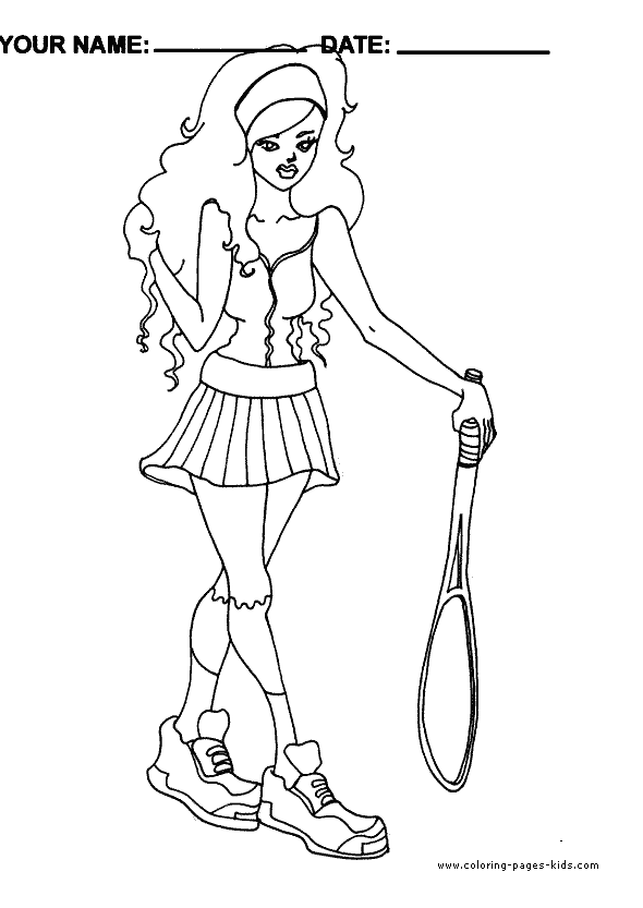 Розмальовки спорт дівчина з ракеткою