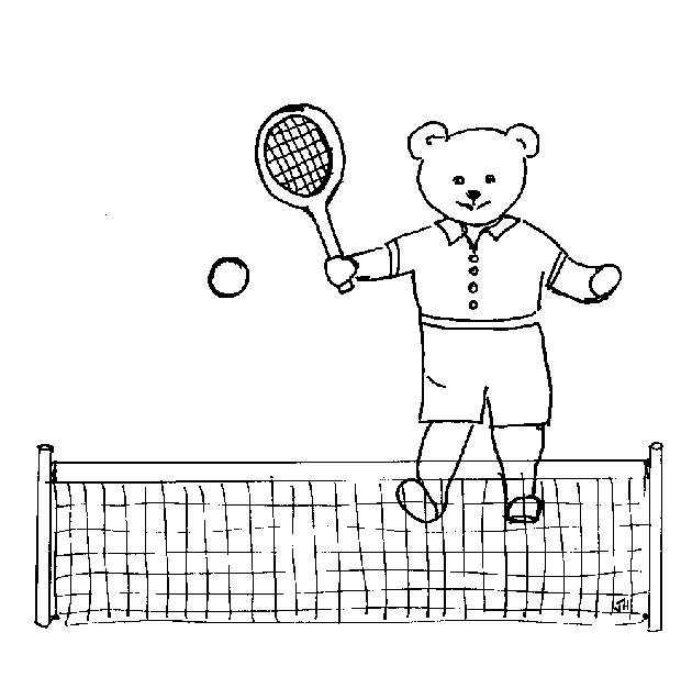 Розмальовки спорт ведмедик грає в теніс