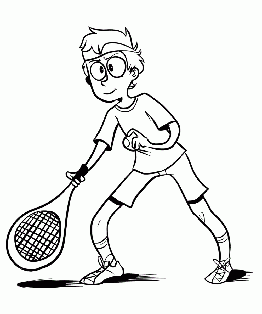 Розмальовки хлопчик хлопчик грає в теніс